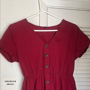 Water stained, Red Button-Front Dress